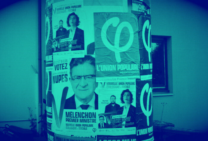 French election posters for NUPES, in green