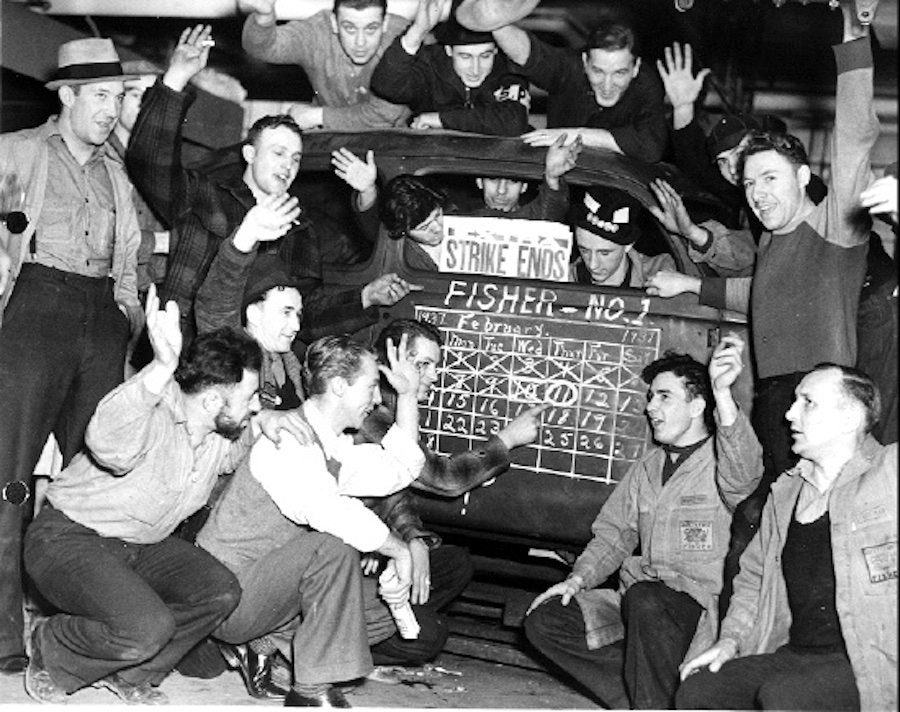 United Autoworkers (UAW) sit-down strike victory in 1936 at General motors.