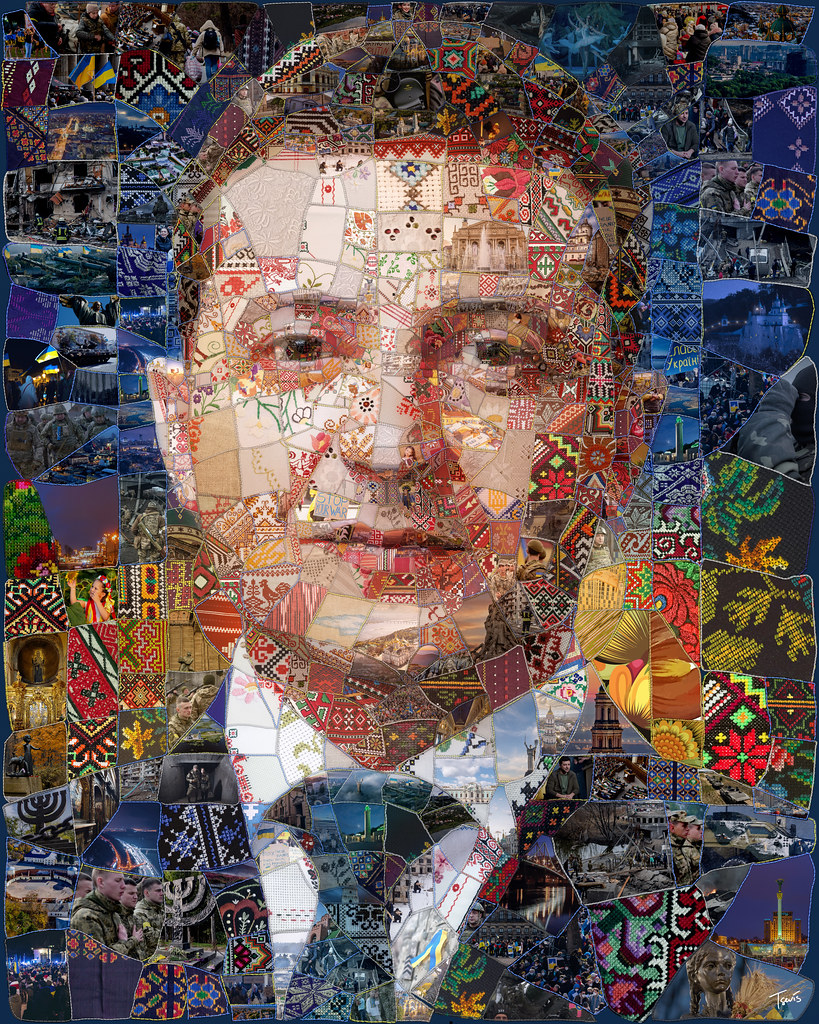 Mosaic of Volodymyr Zelensky.