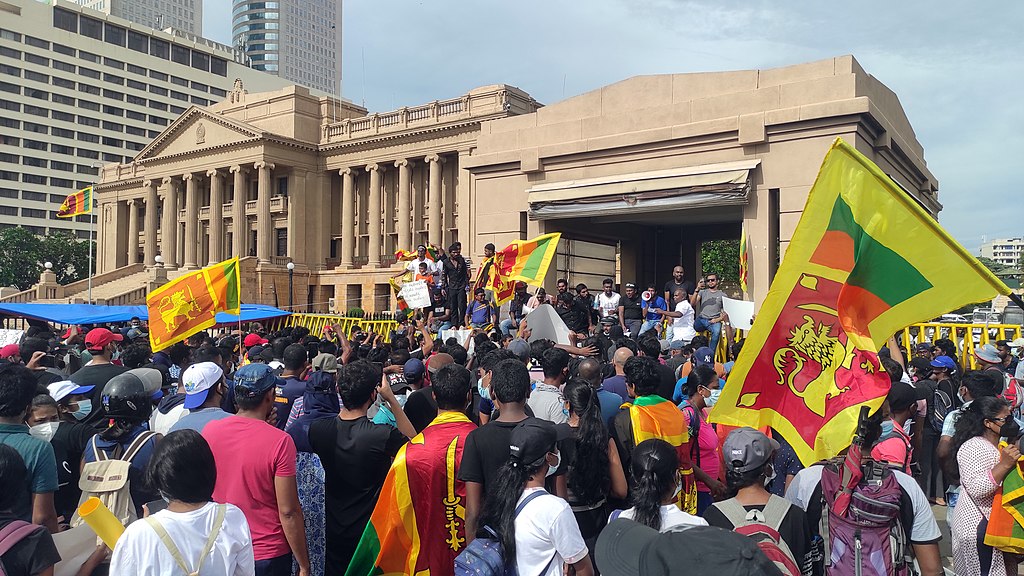 Anti-government protest in Sri Lanka in front of the Presidential Secretariat, April 13, 2022.