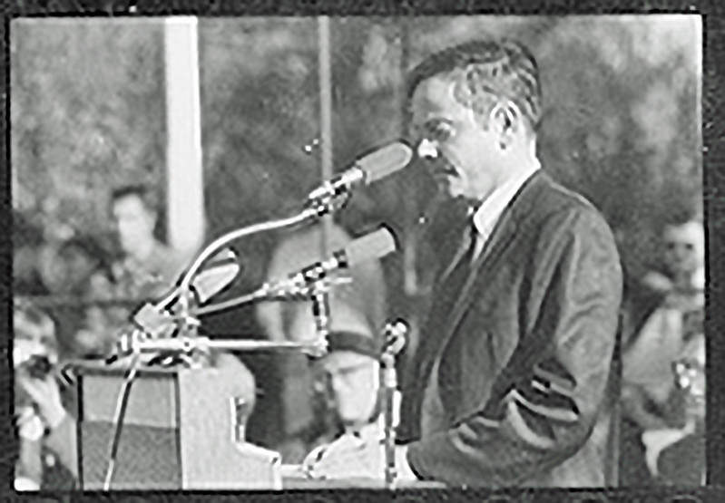 Staughton Lynd speaking at the first national mass march against the Vietnam war, April 1965.