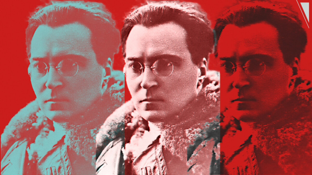 A photo of the Russian participant and critic of the Russian Revolution Victor Serge, rendered in triplicate.