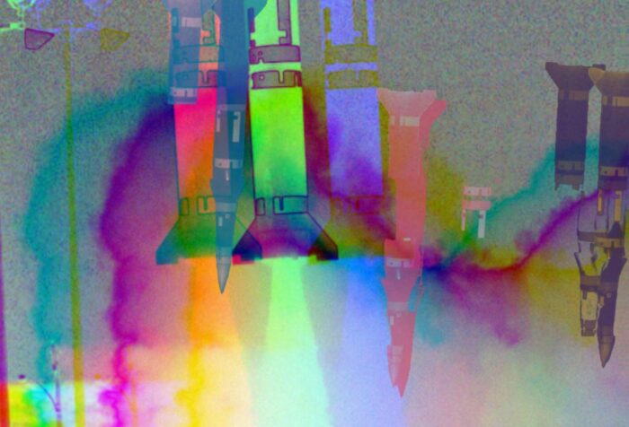 colorful abstract of missiles aimed in different directions