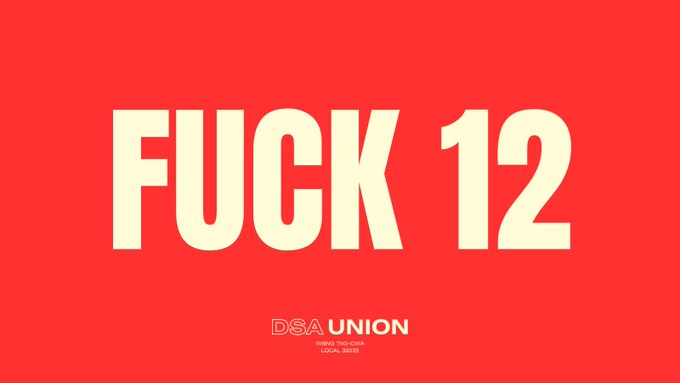 A red background with the words FUCK 12 in white